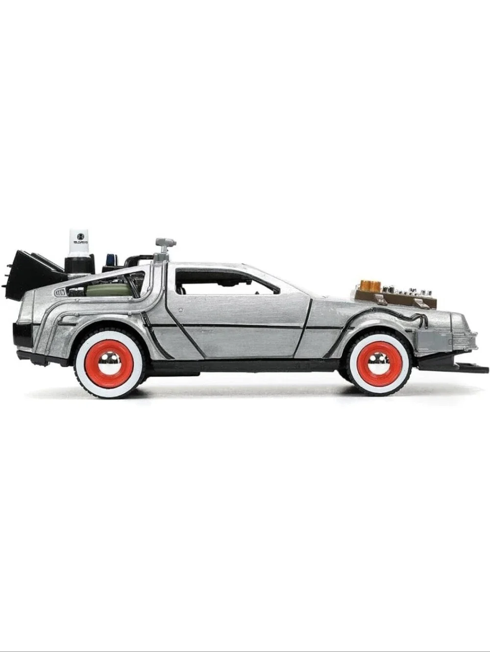 BACK TO THE FUTURE III TIME MACHINE Diecast DeLorean DMC- Jadatoys, 1:32,Silver.